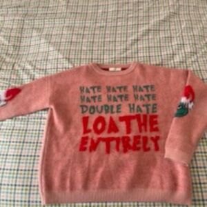 Nora Madison Grinch Pink Boutique Sweater with Red and Green Accents